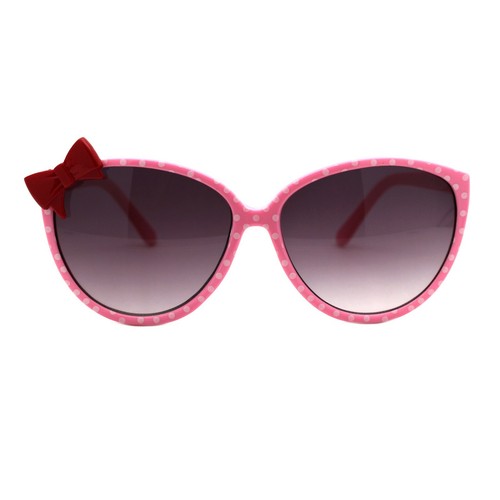 Girls Fashion Sunglasses Polka Dot Print Ribbon Bow Design UV 400 - Picture 3 of 25