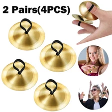 4x Finger Cymbals Finger Zills for Belly Danc Brass Hand Cymbal 5.3cm/2.1in Gold