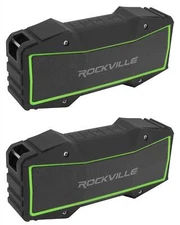 (2) Rockville ROCK EVERYWHERE Portable Bluetooth Speakers Wireless Stereo Sound