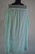 Vintage Sears Nightgown Flannel Size 38-40 Blue 3/4 Sleeve