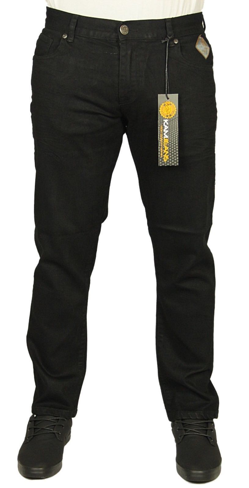 Kam Men's Jeans Slim Fit Black Blue 3038 Skinny Stretch Casual Smart