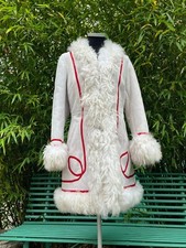 Vintage White 1970s Afghan Sheepskin Penny Lane Coat Xs