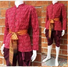 Set Man's Thai Traditional Shirt Loincloth Waist Tie Men Clothing Cotton Man