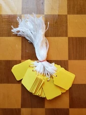 Yellow Merchandise Price Tags Retail String Strung Coupon Hang Label Blank #5 #8