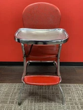 Cosco High Chair Metal Tray Red Vinyl Seat Mid Century Modern Baby Retro MCM