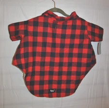 PUPTECK Red Black Plaid Flannel Dog Coat Fleece Lined Size L NWOT Reversible