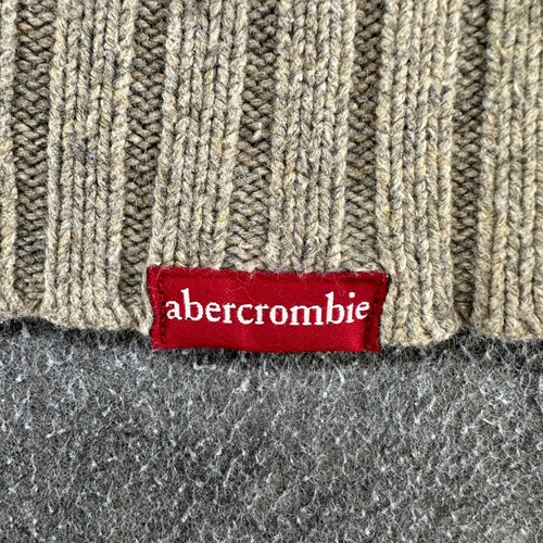 VINTAGE Abercrombie Sweater Boys M Beige Pullover Wool Tight Knit Moose 92 90s - Picture 5 of 9