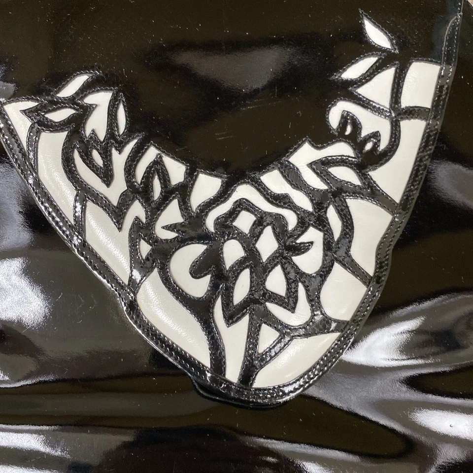 Bolso de hombro vintage para mujer Bally negro/blanco charol bolsillo deslizante Foto 4 de 4