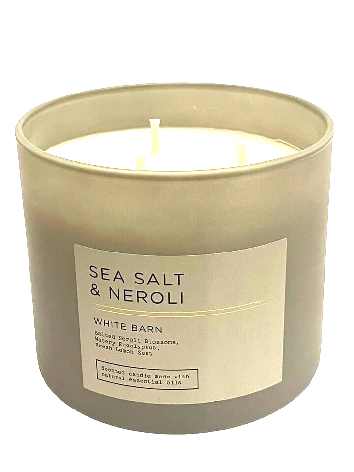 4 BATH & BODY WORKS WHITE BARN 3WICK SCENTED CANDLE SEA SALT & NEROLI