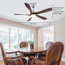 52" Ceiling Fan Lamp Bedroom w/ Remote Control LED 3 Colors Ceiling Fan Light
