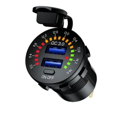 Dual USB Charger Voltmeter QC3.0 Quick Charging Power Adapter Motorcycle Parts