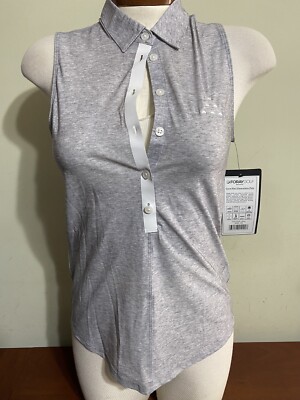 FORAY GOLF WOMEN'S CORE MARL SLEEVELESS POLO XS GRAY NEW W/ LOGO