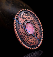 10X Retro Copper Pink Crystal Prairie Dust Oval Belt Leathercraft Saddle Conchos