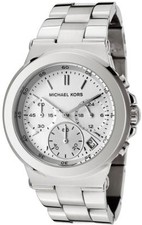 NEW MICHAEL KORS SILVER TONE CHRONOGRAPH STAINLESS STEEL BRACELET WATCH MK5221