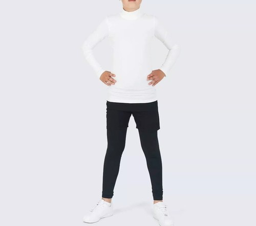 MENS COMPRESSION BASE-LAYER LONG SLEEVE TOP SKIN MOCK NECK TIGHT MUSCLE GYM - Picture 14 of 49