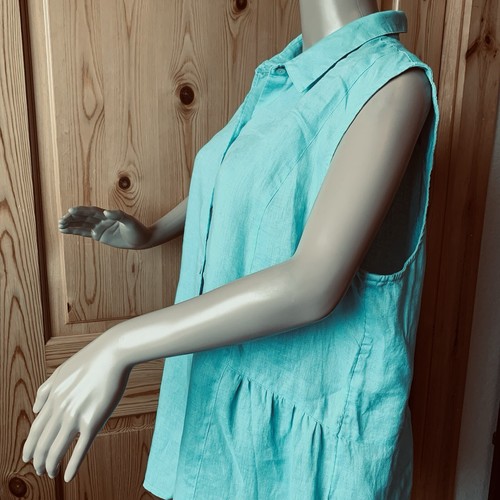 J Jill Love Leinen Türkis Leinen Button Down Tunika Top L Oversize Lagenlook - Bild 7 von 14