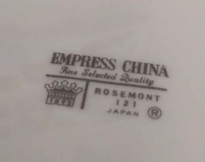 Empress China Rosemont 121 Japan Large Serving Bowl 9" Gray Rose Platinum Rim