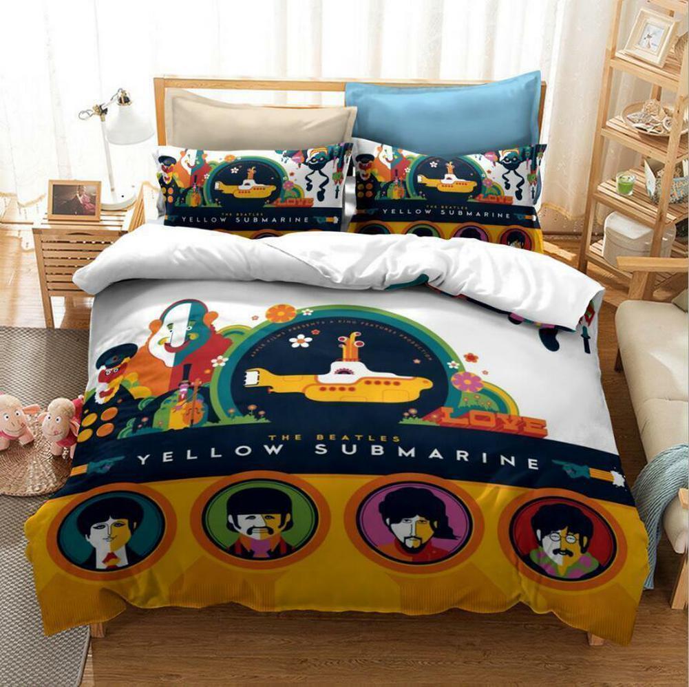 Black White Retro Style The Beatles #1 Quilt Duvet Cover Set Doona Cover Single