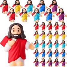 50 Pcs Little Jesus Figures Religious Party Favors Mini Jesus Figurines in Bulk
