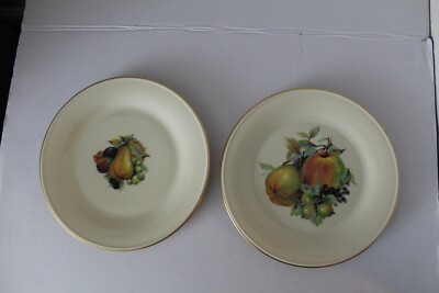2 LENOX Special Dinner Plates Apple Pearl Gold Trim Fruit 10.5''