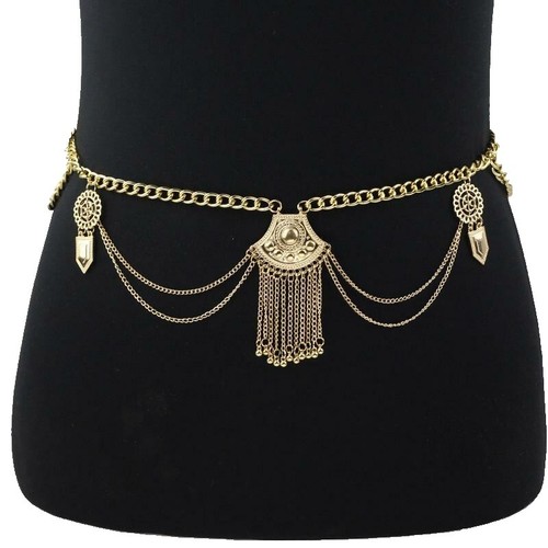 Western Chic Metal Belt Chain Gold Tone Womens One Size  display picture 1