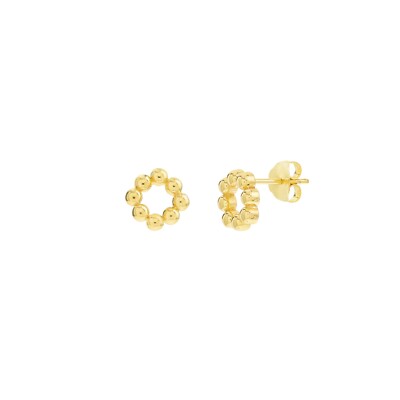Perlen Ohrstecker offen Kreis echt 14K massiv Gold zierlich rund Pfosten hinten