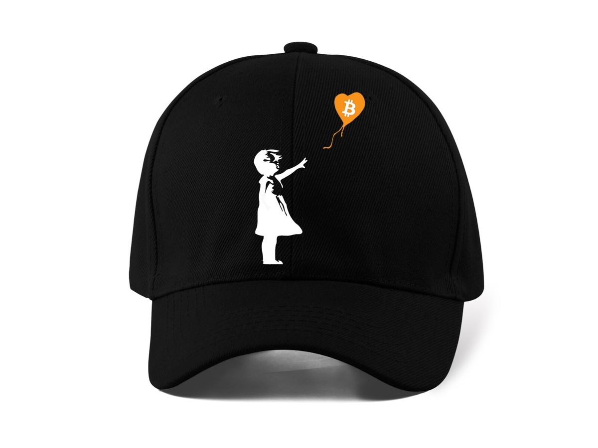 Banksy Art Parody Bitcoin Balloon DTF Printed Logo Baseball Cap Dad Hat  Unisex | eBay