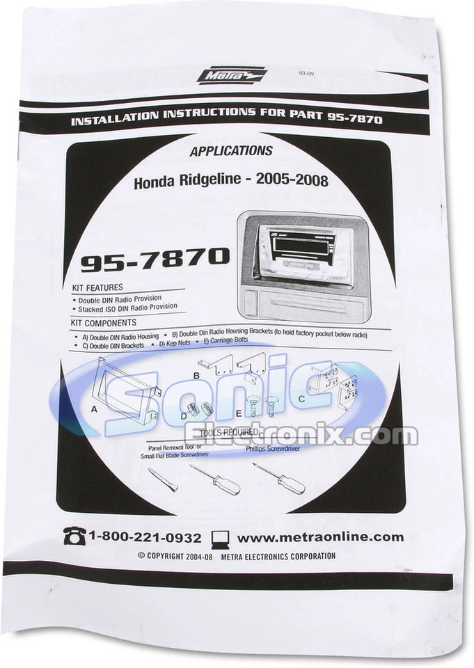 Kit receptor doble Din en tablero Metra 95-7870T (bronceado) 2005 y superior Honda Ridgeline Foto 3 de 4