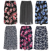  Women ladies Summer Floral Print Skirt  Elasticated Waist Size 10-24 length 27