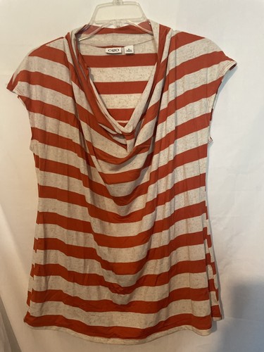 Women’s Cato size Medium Orange/Beige stripe shirt shirt sleeve