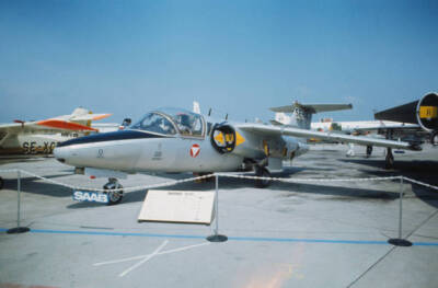 Swedish Built Saab 105 Military Trainer Aircraft On Static Display 1971 PHOTO