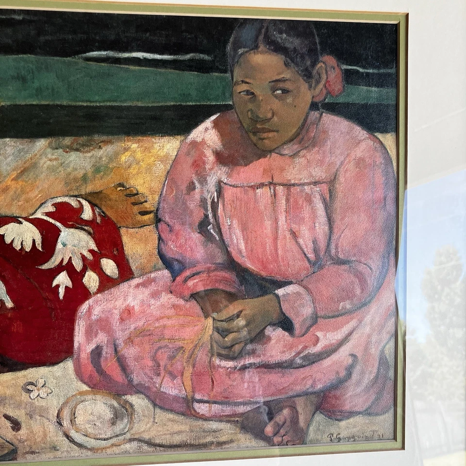 Paul Gauguin Tahitian Women on the Beach Print Matted Vtg Nielson Frame 18x14 - Image 3 of 4