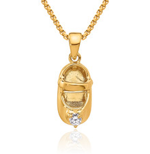 10K Solid Yellow Gold Stone Engraveable Shoe Necklace