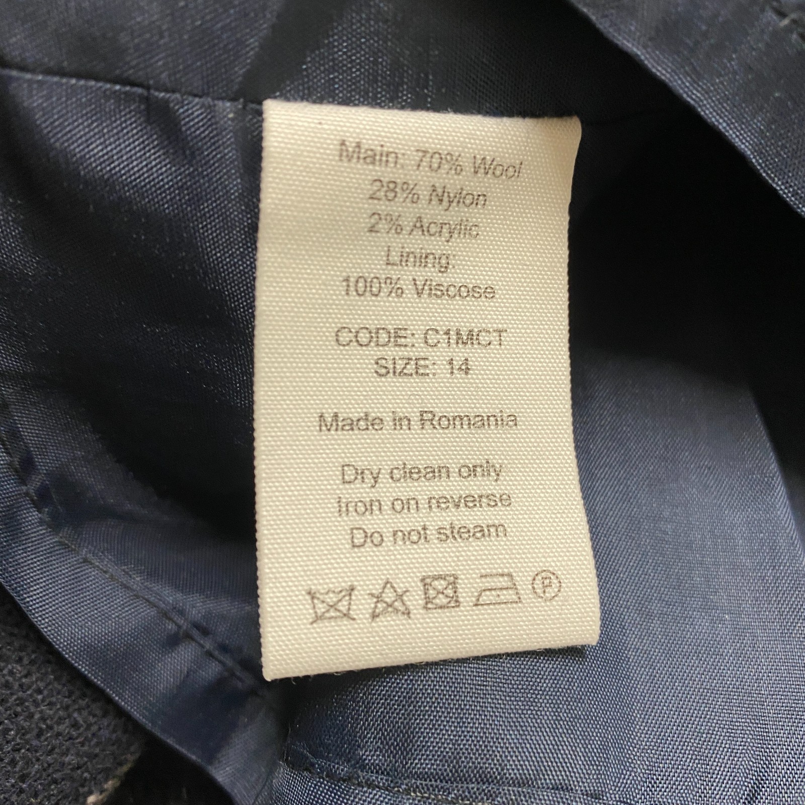 Toast Midi Dress UK 14 Navy Blue Ecru Stripe Wool Gauze Moroccan Boat Neck