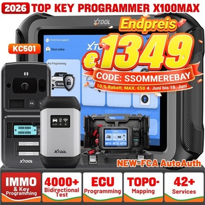 XTOOL X100MAX KFZ IMMO Key Programming OBD2 Diagnosegerät Scanner ECU Coding FCA