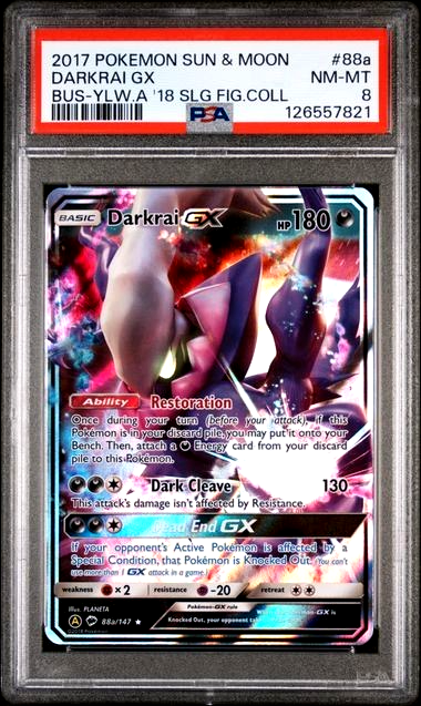 PSA 8 2017 POKEMON SUN & MOON BURNING SHADOWS 88a DARKRAI GX