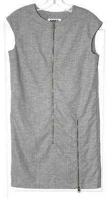 MM6 Maison Martin Margiela Heather Gray Exposed Zipper Slit Shift Dress 40 = 4US