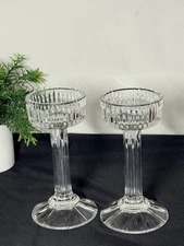 2 Shannon Crystal Designs of Ireland Pillar Candle Holders 24% Lead Crystal