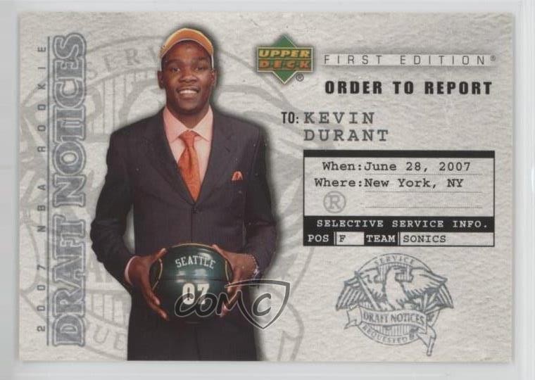 2007-08 Upper Deck First Edition Draft Notices Kevin Durant #DN2 7ns