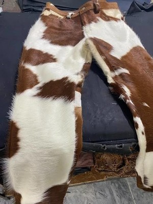 Mens Genuine Hair-On Cowhide Leather Pant | Pony Skin Rodeo Western Cowboy Pant
