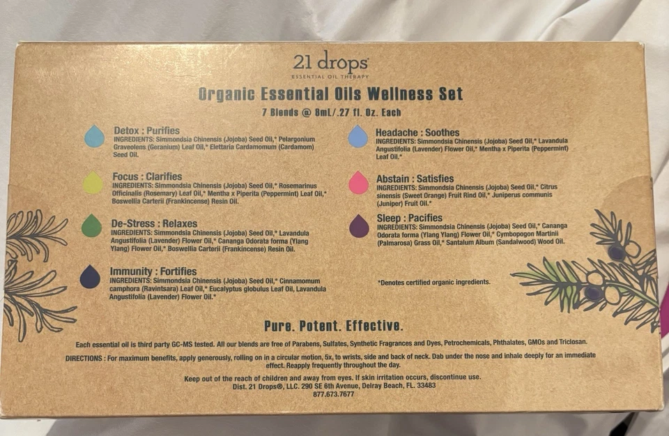 21 Gotas Aceites Esenciales Orgánicos Terapia Bienestar Set 7 Piezas Enrollable con Soporte Foto 2 de 4