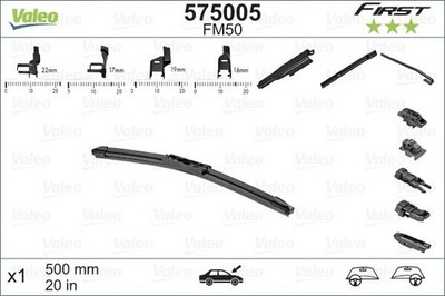 Valeo 575005 First Multiconnection FM50 Front Wiper Blade x1 Flat 500mm 20''