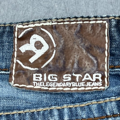 Big Star Jeans Mens 34x32 Blue Pioneer Bootcut Whiskering Western Fade Denim 34R - Afbeelding 15 van 16