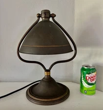 Antique Bradley Hubbard style art nouveau brass desk lamp harp bell Handel era