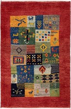 Perser Gabbeh Teppich Mehrfarbig 82x125 cm Nomadenstil Wolle Handgeknüpft