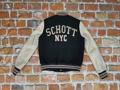 *CHAQUETA UNIVERSITARIA SEÑORA SCHOTT NYC EE. UU. VINTAGE*VARSITY*CASUAL*TALLA: S*TIP TOP - Imagen 1 de 4