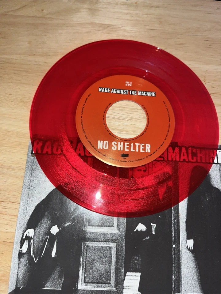 RAGE AGAINST THE MACHINE No Shelter / No Shelter 7" RED Vinyl 45 NEW ES7 41210 - Image 3 of 3