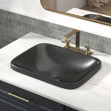 Los Flexi 20" x 15" Matte Black Semi Recessed Sink with Drain and Two Covers