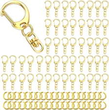 50Pcs Lobster Claw Clasps for Keychain Clip, Swivel Snap Hooks Gold Key Chain