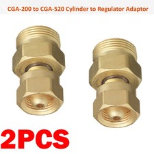 2 Pack CGA-200 to CGA-520 Brass Adaptors for Safe Regulator Connections NEW